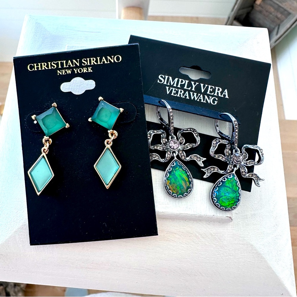 Simply Vera and Christian Siriano - pierced earrings, gold and teal